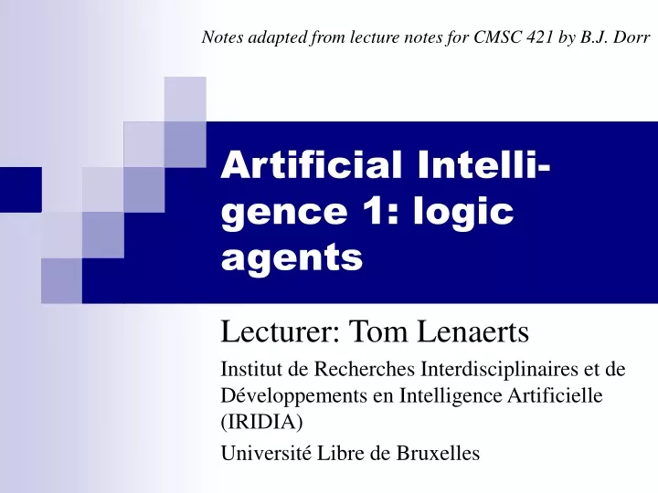 artificial intelli gence 1 logic agents