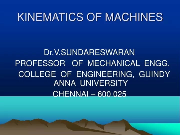 kinematics of machines