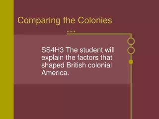 Comparing the Colonies