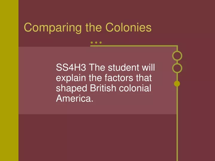 comparing the colonies