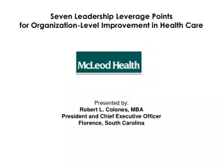 Seven Leadership Leverage Points  for Organization-Level Improvement in Health Care