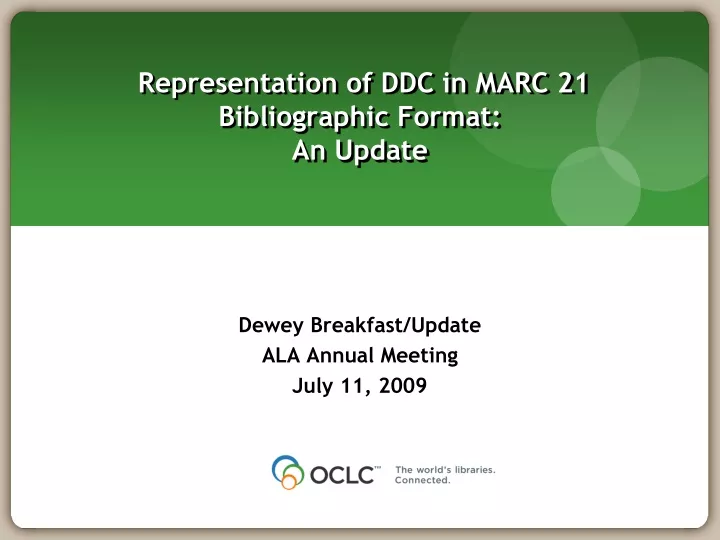 representation of ddc in marc 21 bibliographic format an update