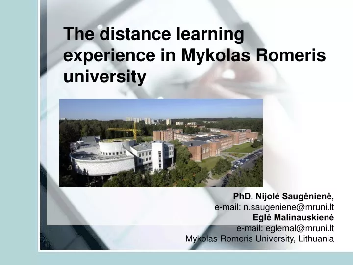 the distance learning experience in mykolas romeris university