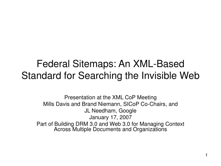 federal sitemaps an xml based standard for searching the invisible web