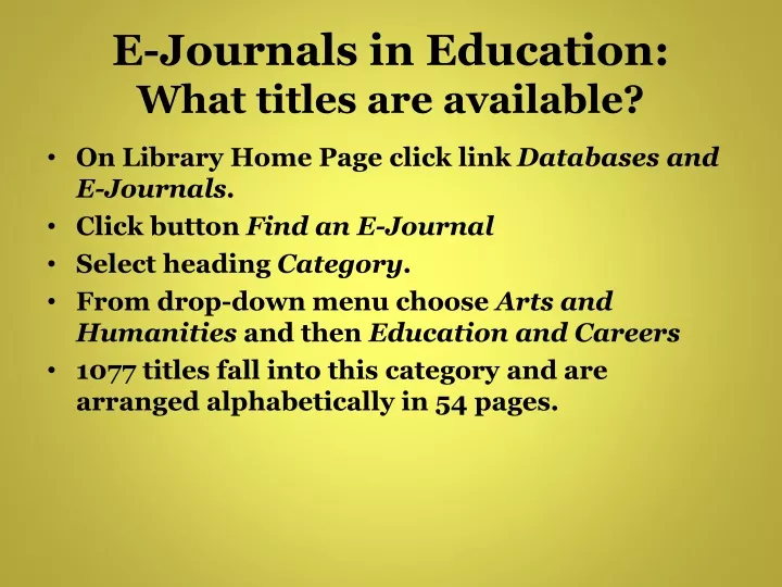 e journals in education what titles are available