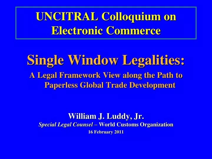 uncitral colloquium on electronic commerce