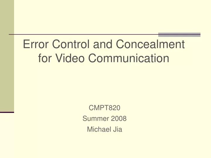 error control and concealment for video