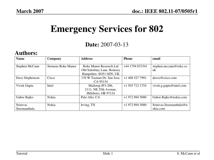 emergency services for 802