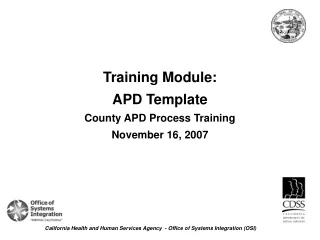 Training Module:  APD Template County APD Process Training  November 16, 2007