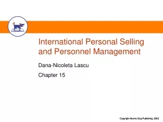 International Personal Selling  and Personnel Management