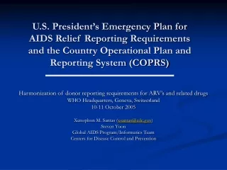 Harmonization of donor reporting requirements for ARV’s and related drugs