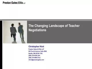 The Changing Landscape of Teacher Negotiations