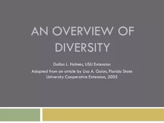An Overview of Diversity