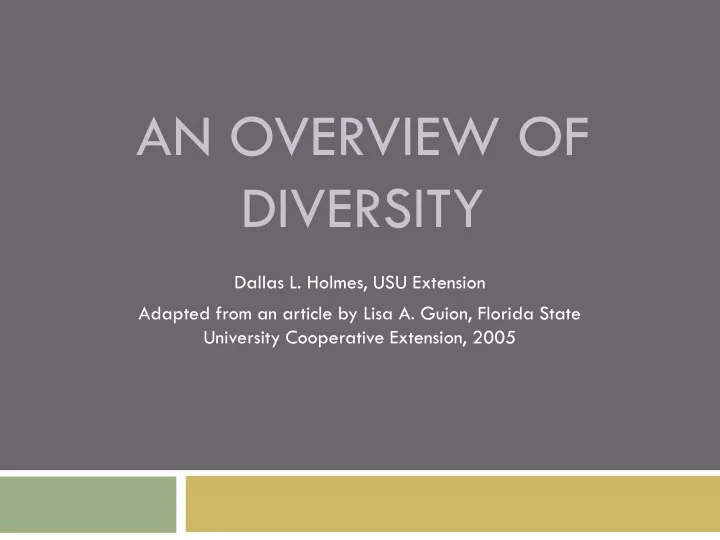 an overview of diversity