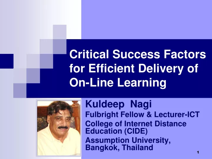 critical success factors for efficient delivery of on line learning
