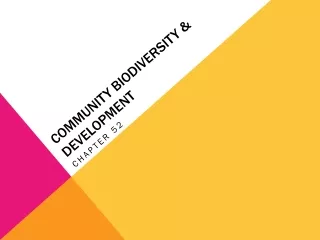 Community Biodiversity &amp; development