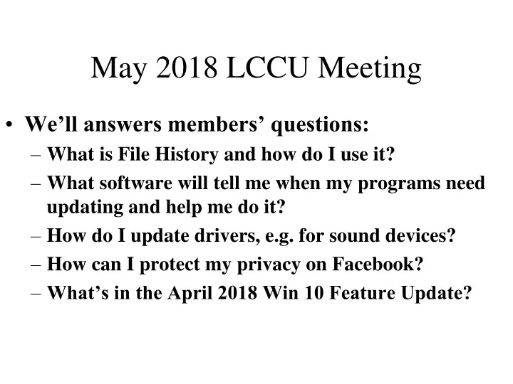 may 2018 lccu meeting