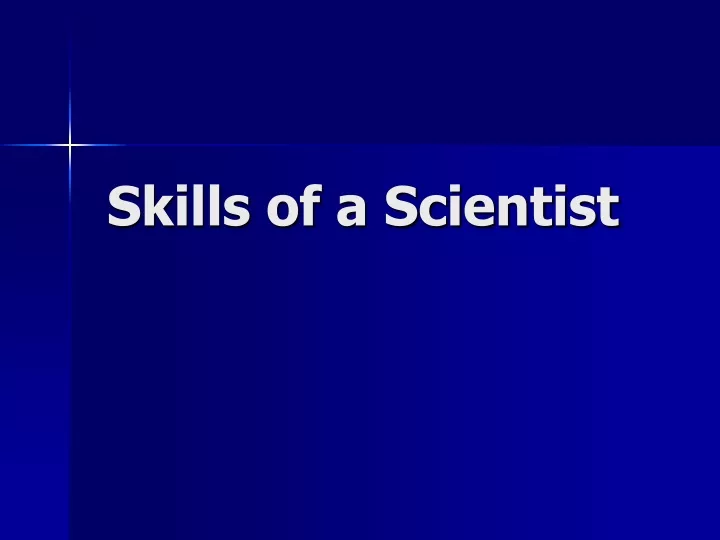 skills of a scientist