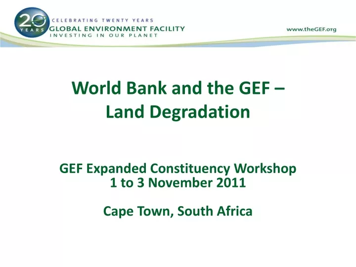 world bank and the gef land degradation