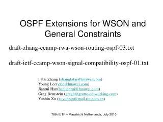 OSPF Extensions for WSON and General Constraints