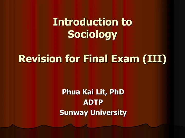 introduction to sociology revision for final exam iii