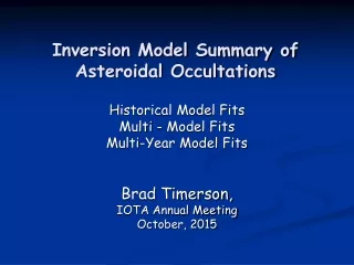 Inversion Model Summary of Asteroidal Occultations