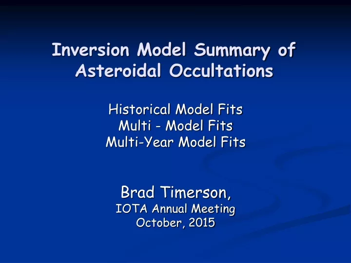 inversion model summary of asteroidal occultations