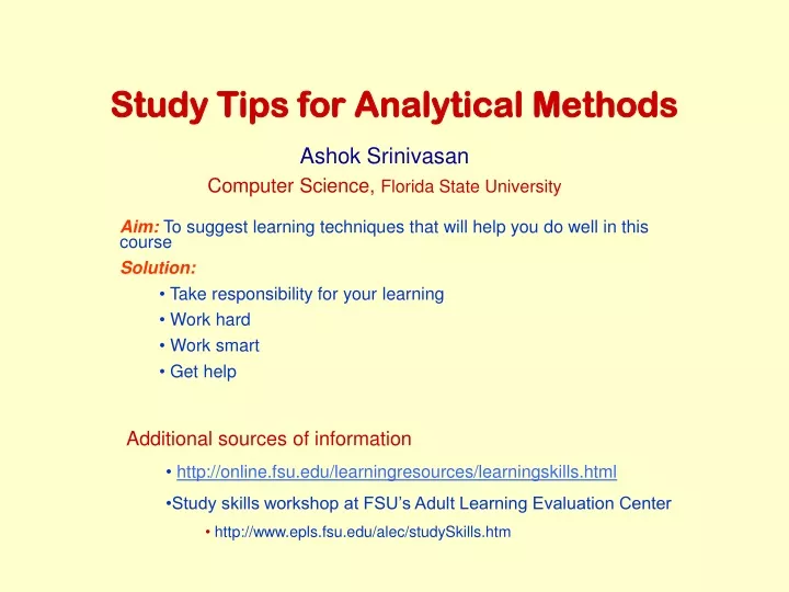 study tips for analytical methods
