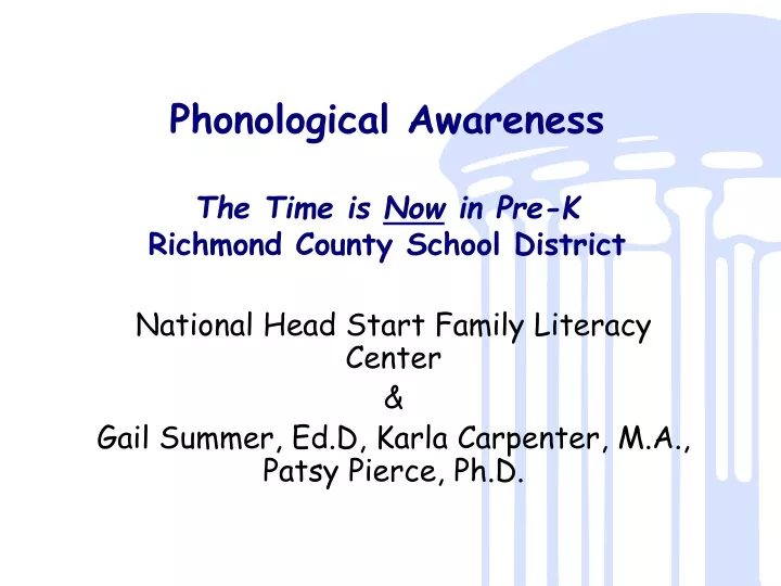 phonological awareness the time is now in pre k richmond county school district