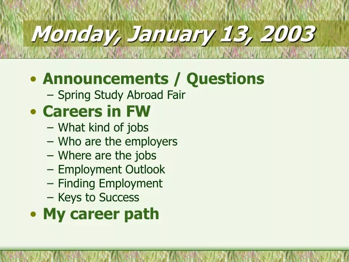 monday january 13 2003