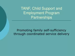 TANF, Child Support and Employment Program Partnerships