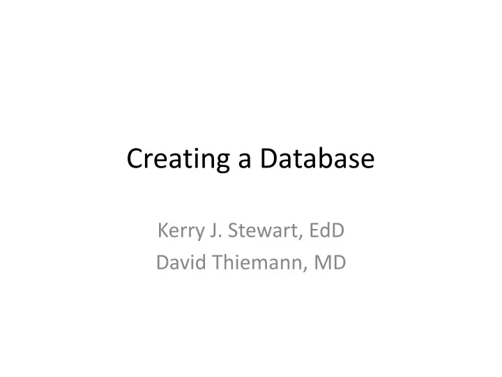 creating a database