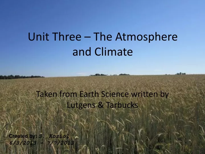 unit three the atmosphere and climate