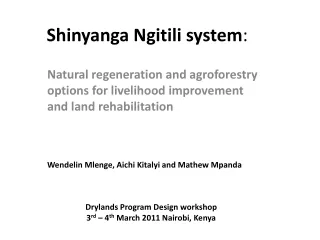 Shinyanga Ngitili system :