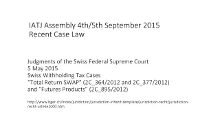 IATJ Assembly 4th/5th September 2015 Recent Case Law