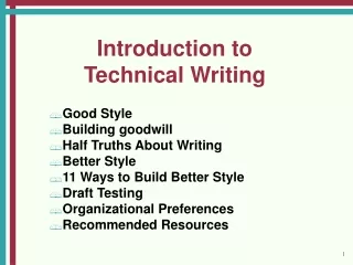 Introduction to  Technical Writing