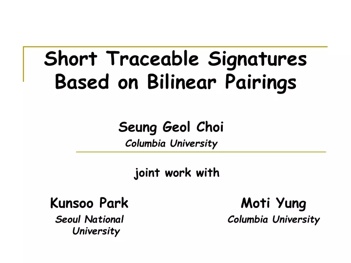 short traceable signatures based on bilinear pairings