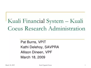 Kuali Financ ial  System – Kuali Coeus Research Administration