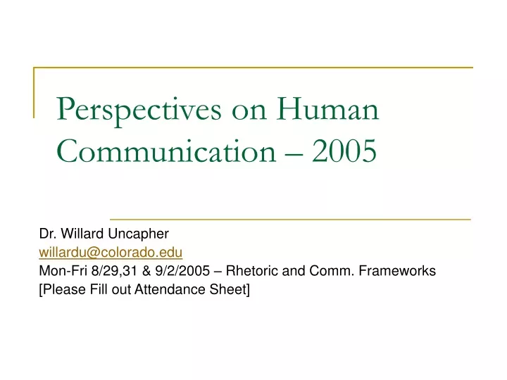 perspectives on human communication 2005