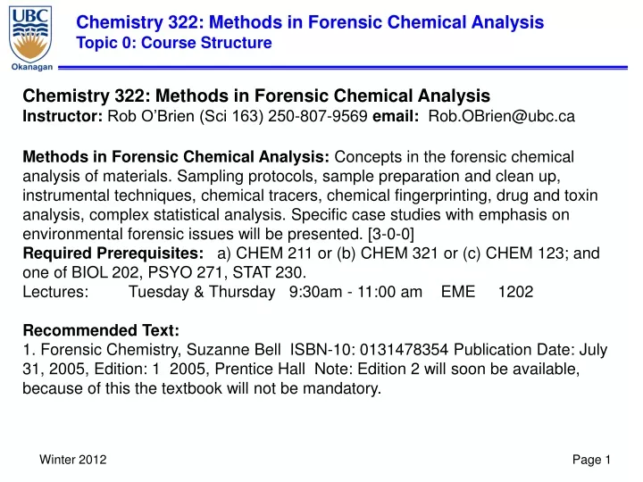chemistry 322 methods in forensic chemical