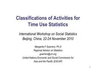 Classifications of Activities for Time Use Statistics