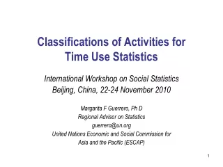 classifications of activities for time use statistics