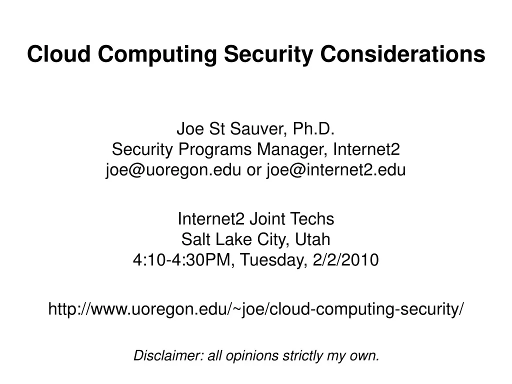 PPT - Cloud Computing Security Considerations PowerPoint Presentation ...