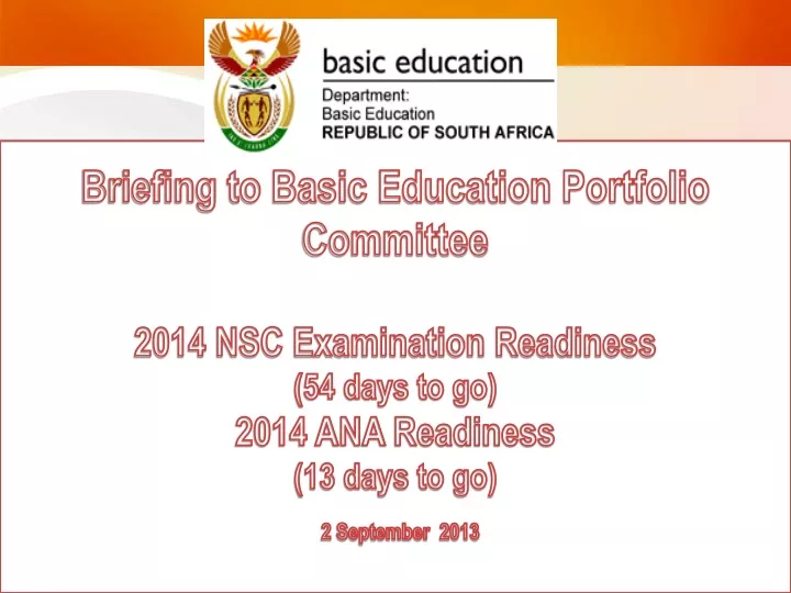 briefing to basic education portfolio committee