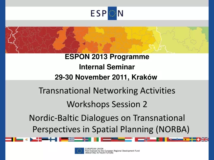 espon 2013 programme internal seminar