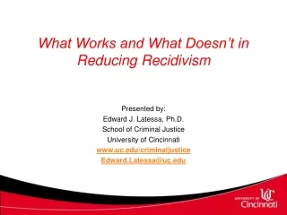 What Works and What Doesn’t in Reducing Recidivism