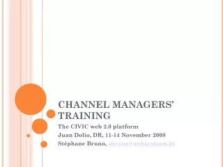 CHANNEL MANAGERS’ TRAINING