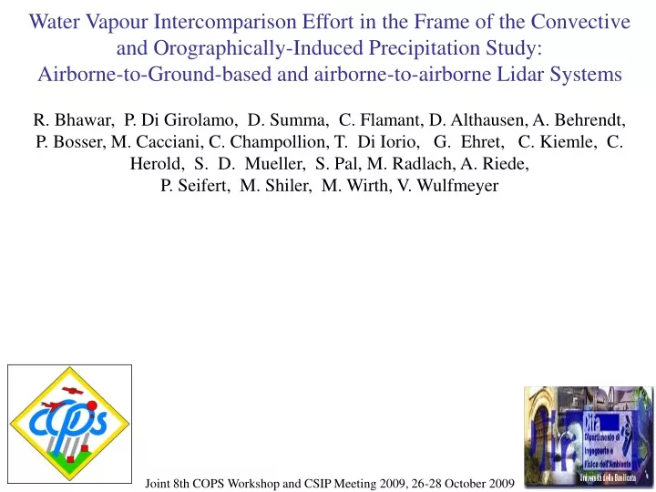 water vapour intercomparison effort in the frame
