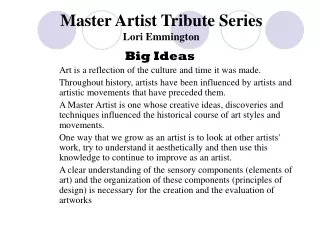 Master Artist Tribute Series Lori Emmington
