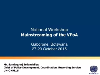 National Workshop  Mainstreaming of the VPoA Gaborone, Botswana 27-29 October 2015